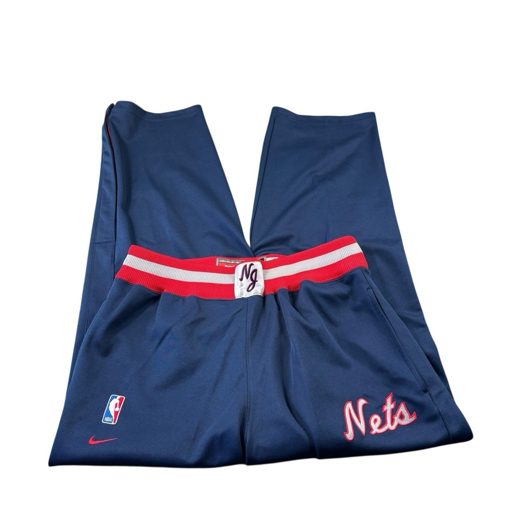 Vintage New Jersey Nets Pants Mens Large Blue Red  Basketball Warm Up NBA Nike